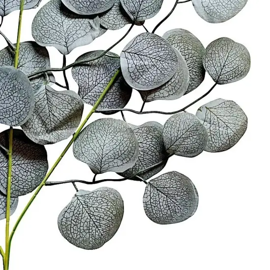 4 Frosted Green 25 in Silk Eucalyptus LEAVES Artificial Greenery Stems Events {2}