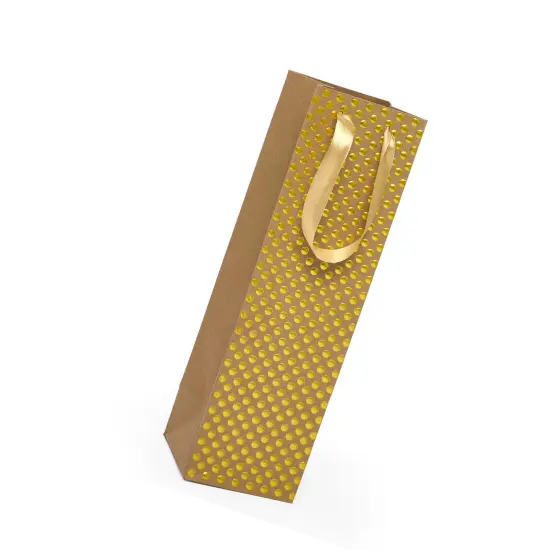 Embossed Polka Dot Wine Pouch 4 1/8'' x 4 1/8'' x 14 1/4'' {6}