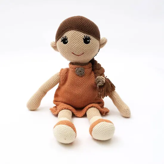 100% Handmade Cotton knitted Soft Princess Plush Toy Brown {2}