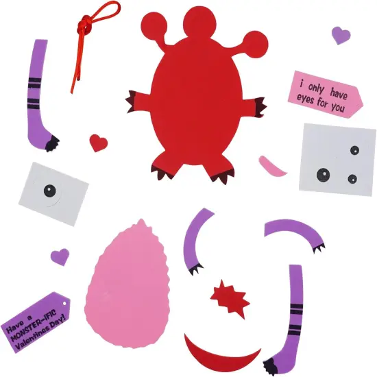 12 Pack Monster Valentines Craft Kit - DIY Love Monster Craft for Kids Classroom Activity {5}