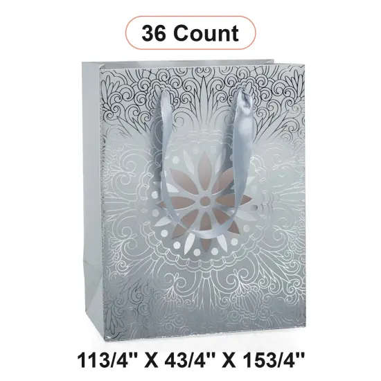 11 3/4'' x 4 3/4'' x 15 3/4'' Medallion Euro Totes for Memorable Gifts Silver {1}