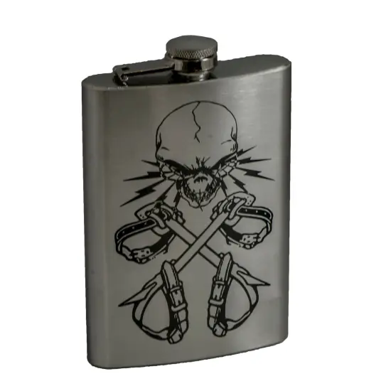 8oz Lineman 3 Stainless Steel Flask {6}