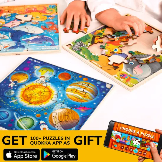 QUOKKA Wooden Africa Puzzles for Kids Ages 3-5 – 28 Pieces Toddlers Kids Puzzles Ages 4-8 Year Olds – Wood Africa Toys for Children 6-8 yo | Africa Animals {6}