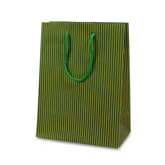 Wide Pinstripe Paper Euro Totes 13'' X 5'' X 10'' Sturdy {2}