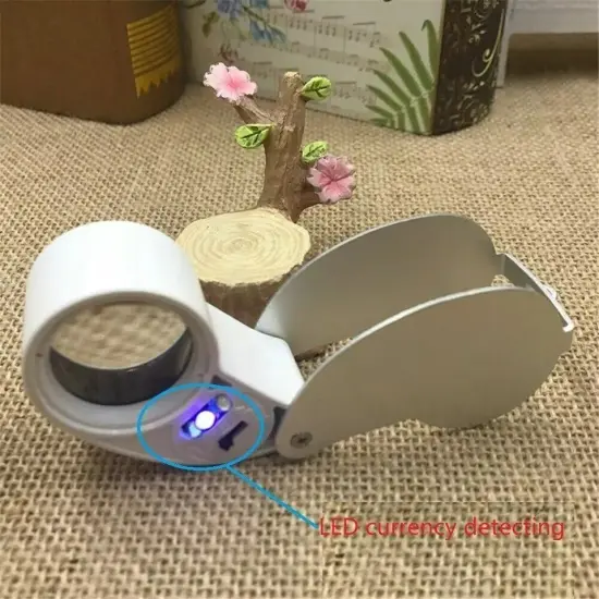 40X Magnifying Loupe Jewelry Eye Glass Magnifier LED Light Jewelers Loop Pocket {2}