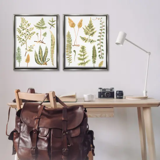 Stupell Industries Watercolor Fern Leaves 2 pc Framed Floater Canvas Wall Art Set Design by June Erica Vess {2}