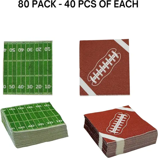 4E's Novelty 80 Pack Football Disposable Paper Napkins, Football Party Supplies {2}