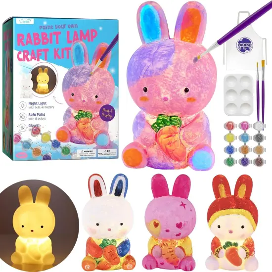 Paint Your Own Bunny Lamp Kit, Art Supplies Arts & Crafts Kit, Painting kit for Kids 6-12, Arts and Crafts for Kids Ages 8-12, Toys Girls Boy Birthday Gift Ages 3 4 5 6 7 8 9 10 11 12+ {1}