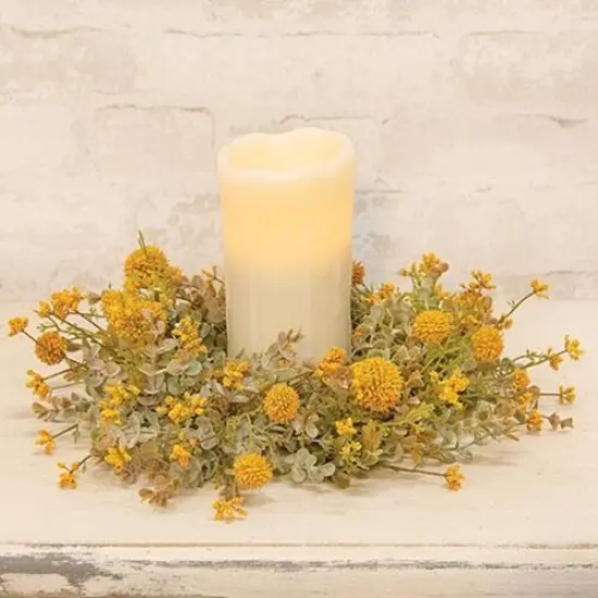 Fall Garden Candle Ring 6" Mustard {3}