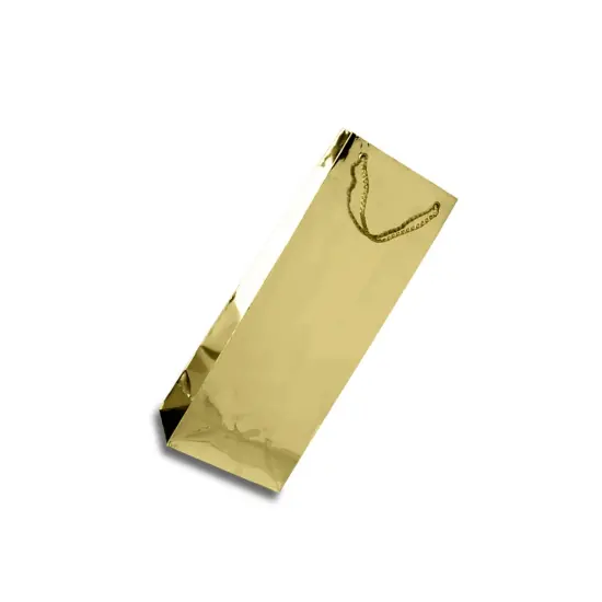 Sleek Metallic Paper Wine Bottle Euro Tote 5" x 3" x 13 1/4" {4}