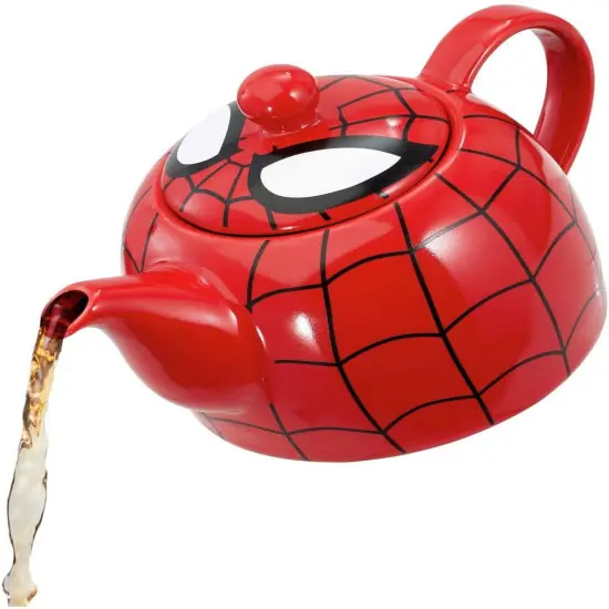 Marvel I AM SPIDER-MAN Ceramic Teapot with Web Mask Detail Lid {1}