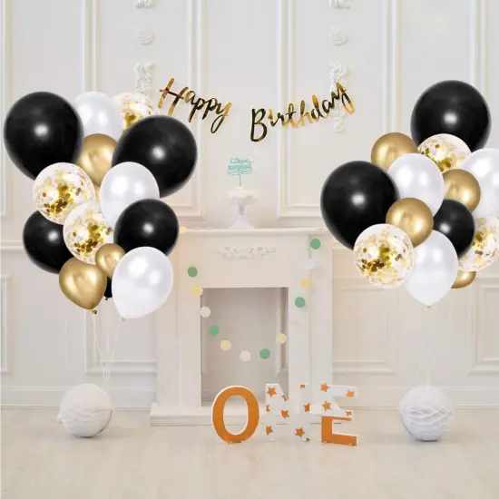 12 inch Black Latex Balloons, 60 pcs Thick Black Balloons for Party Decorations {2}