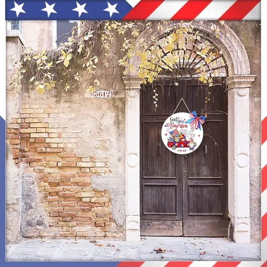 God Bless America Patriotic Door Sign 4th of July Hanging Decor(Red, White, And Blue) {4}