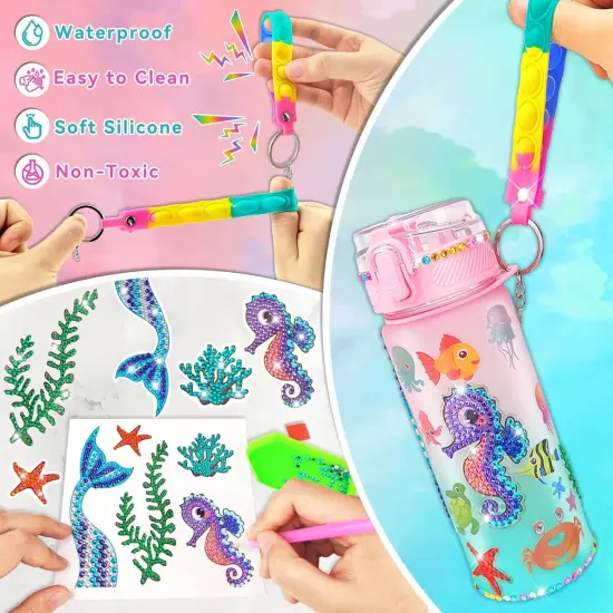Decorate Your Own Water Bottle Craft Kits (Mermaid) {3}