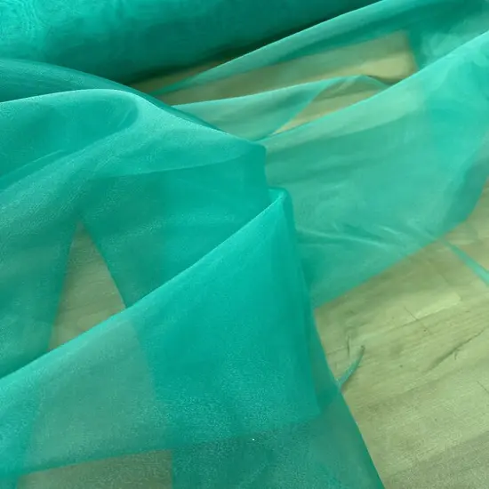 1 Yard Aqua Green Crystal Organza Fabric Sheer Shiny Polyester for Decorations and Crafts {3}