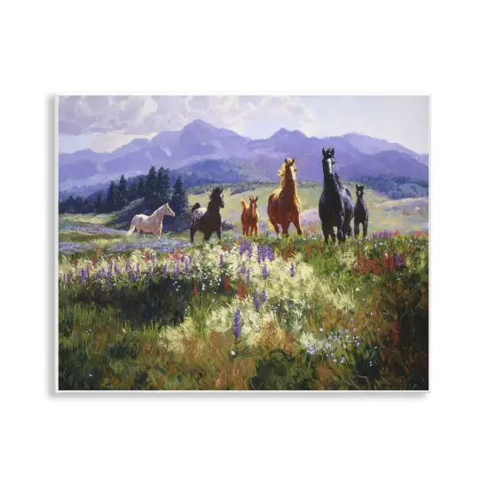 Stupell Industries Horses Trotting Through Floral Valley Wall Plaque By Claire Goldrick {1}