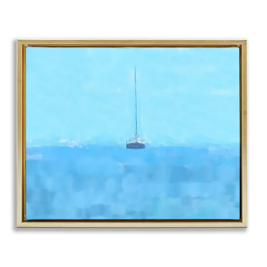 Stupell Industries Lonely Boat Blue Ocean Floating Frame By Jeff Pica {1}