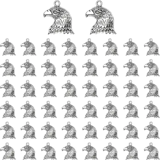50 Pack Eagle Head Charms Bird Pendants for Jewelry Making {1}