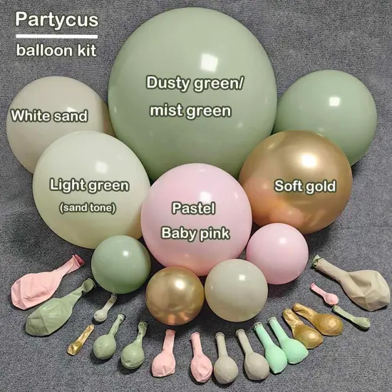 Dusty Green Pink Sand Balloon Arch Garland Kit {3}