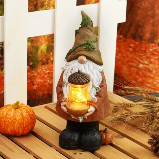LED Lights Resin Gnome Statue Fall Decoration {2}