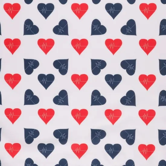 Mook Fabrics Tossed Heartbeat Printed PUL Fabric [60 in. Wide] Red - By The Yard {1}