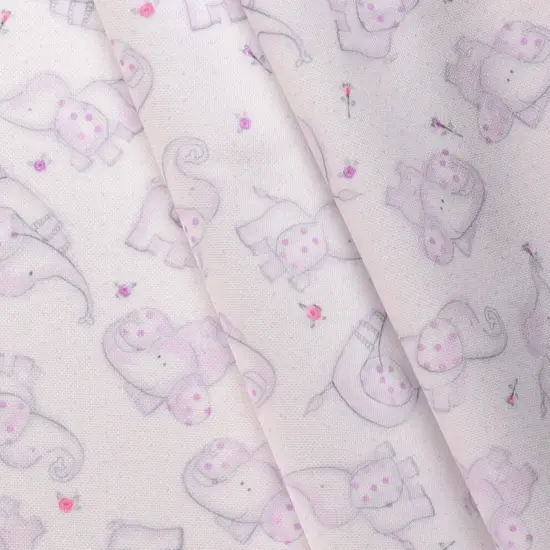 Mook Fabrics Elephant Flower Printed PUL Fabric [60 in. Wide] Lilac - By The Yard {2}