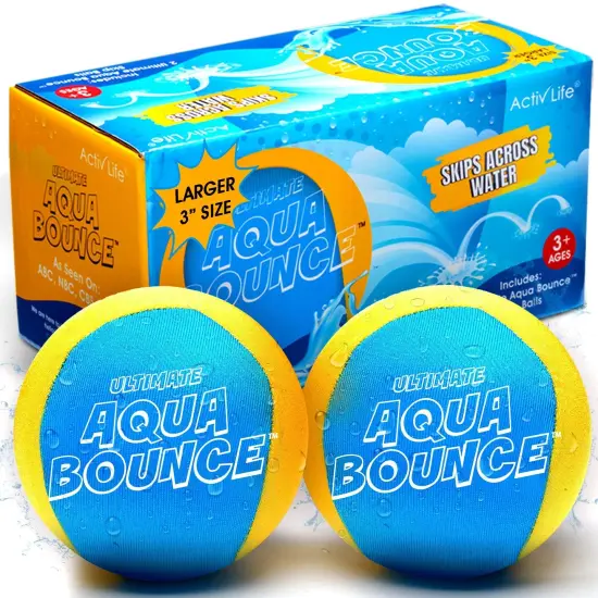 Ultimate Larger 3” Size Skip Balls (Yellow/Cyan) Beach Pool Toys for Kids Ages 3-14 Year Old Boys Girls Summer Gifts for Teens Family Water Games Adult Men Women Best Birthday Present {1}