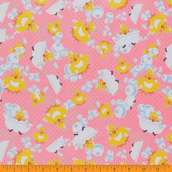 Mook Fabrics Bath Time Printed PUL Fabric [60 in. Wide] - By The Yard Pink {3}
