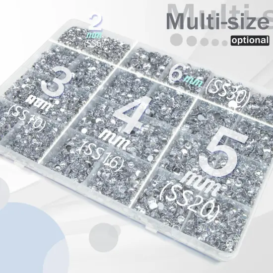 Silver Clear Flatback Resin Rhinestones with Glue - 2/3/4/5/6MM {3}