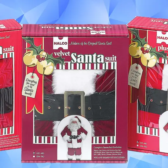 Velveteen Santa Suit Set with Plush Trim, Belt, Gloves, and Boot Tops Included {2}