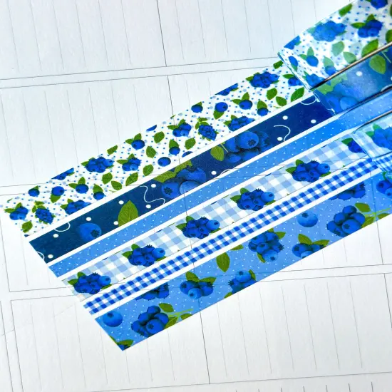 Blueberries Blue Summer Washi Tape Set July 2025 - W136 {6}