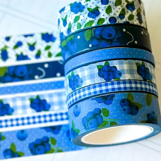 Blueberries Blue Summer Washi Tape Set July 2025 - W136 {1}