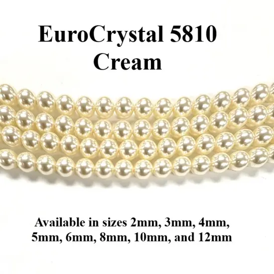 Cream EuroCrystal 5810 Round Pearls - 2mm, 3mm, 4mm, 5mm, 6mm, 8mm, 10mm, and 12mm - Strands - Made in Austria {1}