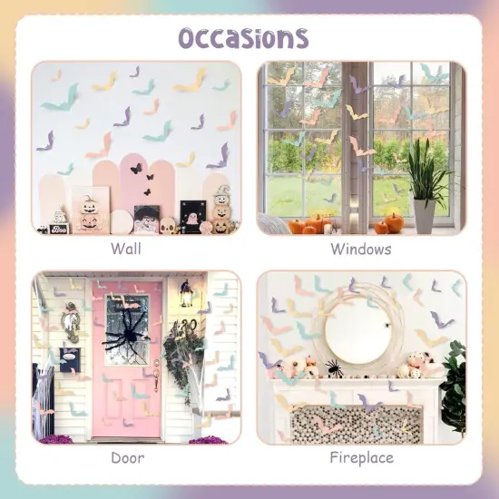 48PCS 3D Halloween Bat Wall Stickers {2}