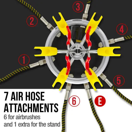 6 HI-FLOW All-Purpose Precision Dual-Action Siphon Feed Airbrushes with High Performance Airbrush Air Compressor with Air Storage Tank {6}