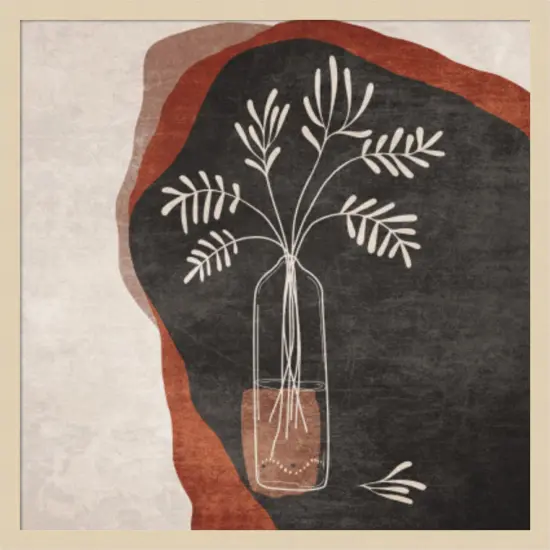 Turuncu Sulu Cicek by Emel Tunaboylu Wood Framed Wall Art Print {1}