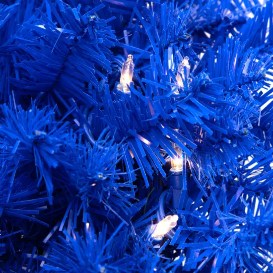 Northlight Pre-Lit Artificial Pine Christmas Wreath - 24" - Royal Blue - Clear Lights {5}