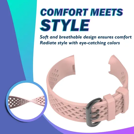 Insten Silicone Watch Band Compatible with Fitbit Charge 3, Charge 3 SE, Charge 4, and Charge 4 SE, Fitness Tracker Replacement Bands for Men and Women, Pink {5}