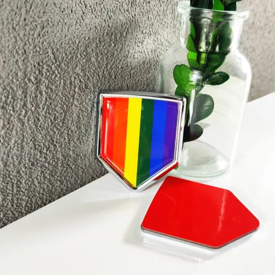 Rainbow Gay Pride Flag Decal Sticker Car Emblem LGBT Flag Car Decoration Accessories Chrome Shield for Truck Vehicles Cars, 2 Pack {2}