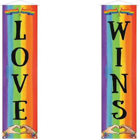 Pride Decoration Outdoor Love Wins Banner LGBTQ Decor Gay Lesbian Bisexual Transgender Pride Day Month Rainbow Party Decoration and Supplies for Home {2}