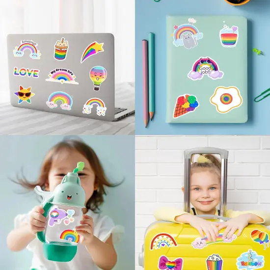 Stickers for Kids,100 PCS Stickers Pack,Rainbow Sticker,Cute Colorful Waterproof Vinyl Art Sticker.Stickers for Water Bottles,Skateboards and Notebooks,Sticker for Teens Girls Kids {4}