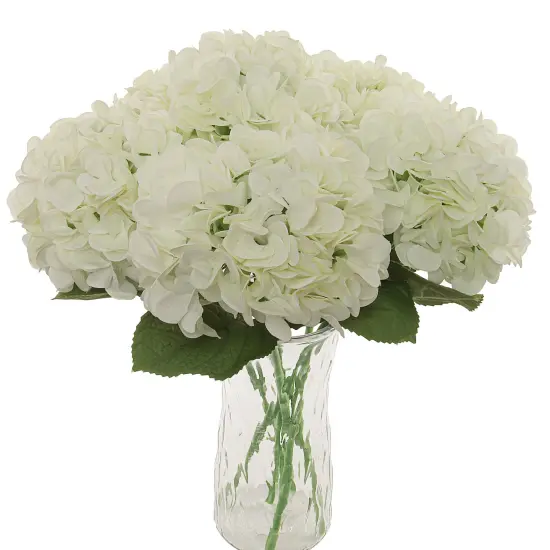 2PC 18" Cream Hydrangea Stems - Large 7" Blooms, Home Decor - Ideal for Bouquets, Centerpieces - Timeless All-Season Elegance, Floral Home by Artificial Flowers {2}
