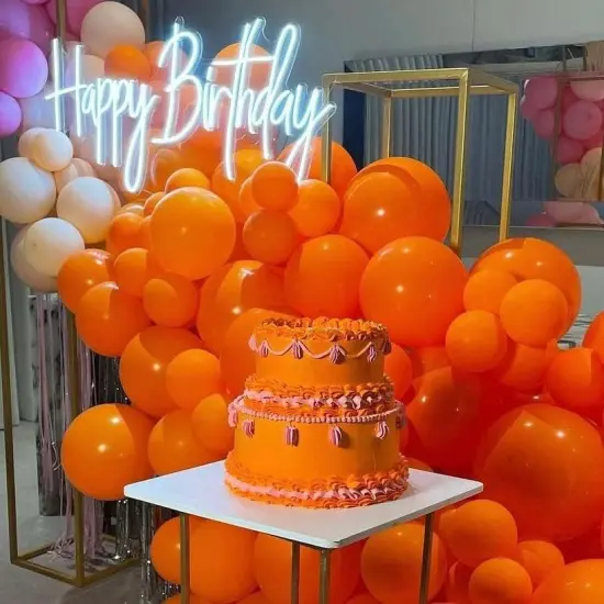 100 Pack 12 Inch Orange Round Latex Balloons (A011-2-Orange, Normal) {4}