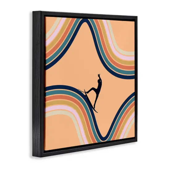Stupell Industries Retro Surfer Riding Wave Floating Frame, design by Ashley Singleton {3}