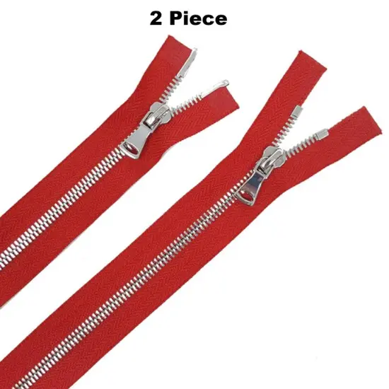 5MM or 8MM Two Way Separating Open Bottom Zipper Red Tape Nickel Teeth 36" {1}