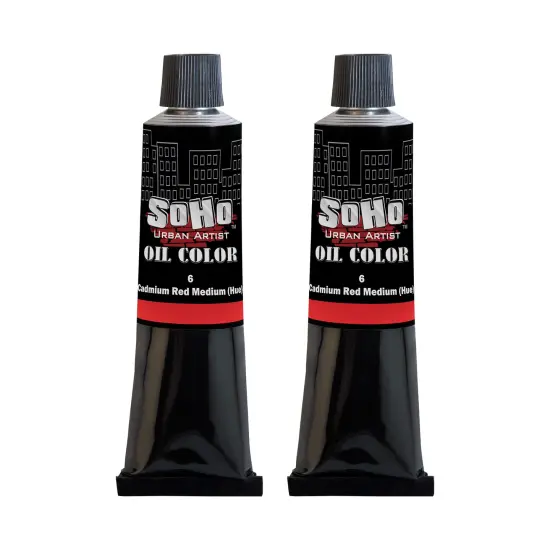 SoHo Urban Artist Oil Paint - 2 Pack, Cadmium Red Medium Hue 2 Pack - 170 ml Tube - Best Valued Oil Colors for Painting with Excellent Pigment Load {1}