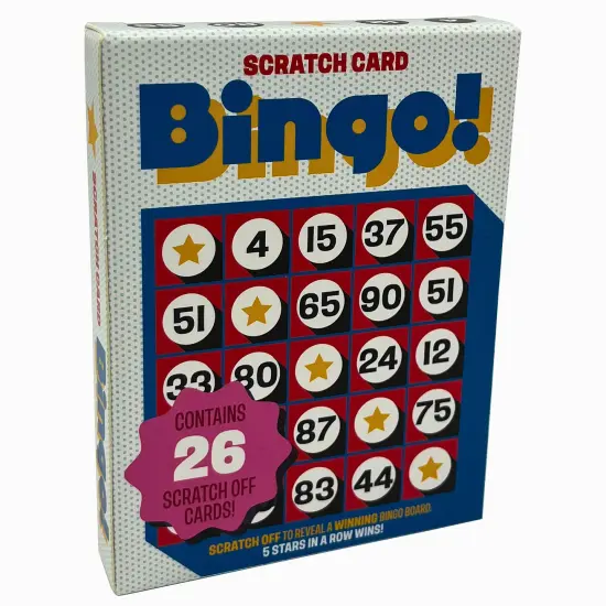 Grand Prix International: Bingo Scratch Card Game: Original - Entertaining Party Activity, Reveal 5 Stars In A Row To Win, 26 Bingo Scratch Off Cards {1}