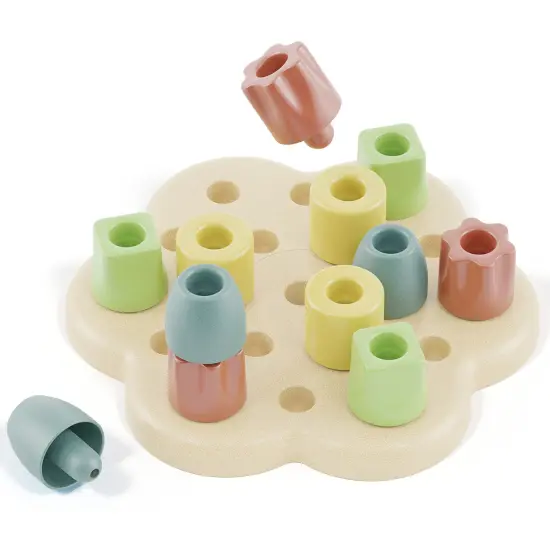 Quercetti: PlayBio - Chunky Peggy - 13pc Peg Blocks Sorting & Stacking Toy, Color Tower Building, Free Play, Eco-Friendly Bioplastic, Baby-Toddler 1+ {3}