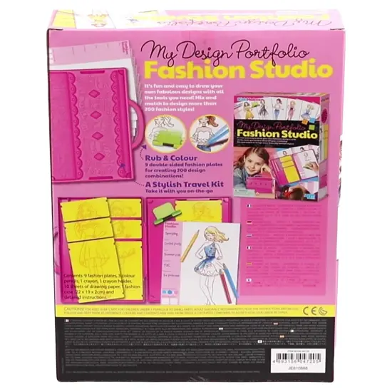 4M: KidzMaker: My Design Portfolio Fashion Studio - Design & Draw Outfits, Mix & Max Pattern Rubbing Plates, Travel Case, Arts & Craft Set, Kids 5+ {4}