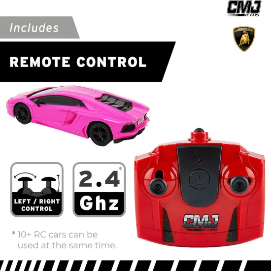 CMJ RC Cars: Lamborghini LP700-4 - Pink - 1:24 Scale, Remote Control Radio Vehicle, 2.4 Ghz, LED Headlights, Indoor-Outdoor Racing Toy, Licensed Model {5}